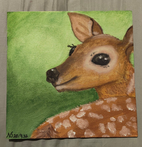Original deer painting on green background