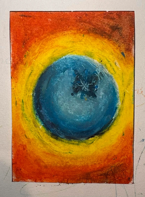Original blueberry ACEO miniature painting by Natalia Jaworska