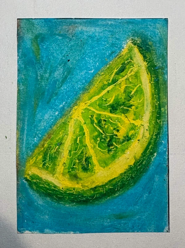 Original lime slice ACEO miniature painting by Natalia Jaworska