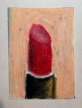 Original red lipstick ACEO miniature painting by Natalia Jaworska